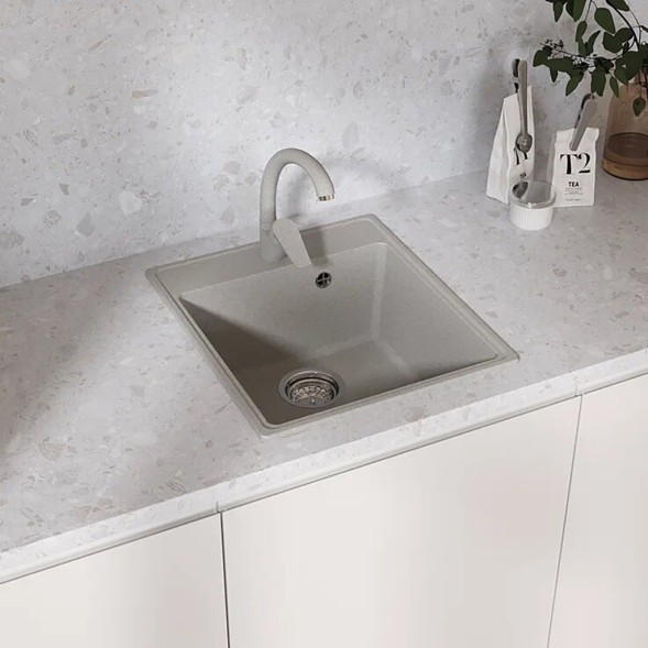 Мойкa ML-GMU02 УЛЬТРА прямоугольная, серый камень, 425*485 мм (глуб. чаши 175) - 00-001400 