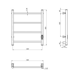 Полотенцесушитель MIXLINE VEGA 60х50 (таймер, 201 Вт, 4 перекладины) электрический БЕЛЫЙ - ML-556341