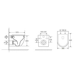 Унитаз подвесной Azario Deya 570х390х355 безободковый, с сиденьем микролифт (AZ-2115)