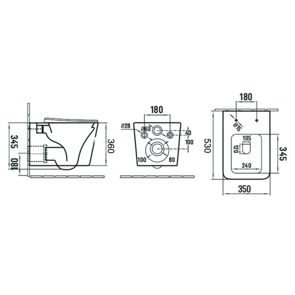 Унитаз подвесной Azario NOVA 530х350х360 безободковый, с ультра тонким сиденьем микролифт, белый (AZ-2216)