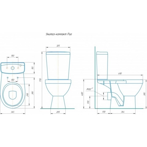 Унитаз-компакт &amp;quot;Рио&amp;quot; зеленый (гориз, нижн, сид. полип., 2-кн.арм.) (Rosa) - 4640021065730 