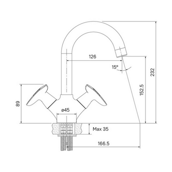 Смеситель для раковины  1/2 кер  IDDIS COPSB00i01 &amp;quot;Copter&amp;quot; высокий пов излив ХРОМ - COPSB00i01 