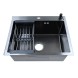 Кухонная мойка AZARIO NICOLE (500*500*220) нержавеющая сталь черная (сифон, диспенсер,коландер) (AZB5050N)