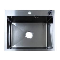 Кухонная мойка AZARIO NICOLE (500*500*220) нержавеющая сталь черная (сифон, диспенсер,коландер) (AZB5050N)