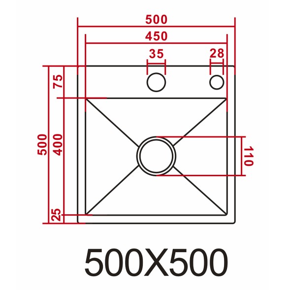 Кухонная мойка AZARIO NICOLE (500*500*220) нержавеющая сталь черная (сифон, диспенсер,коландер) (AZB5050N)