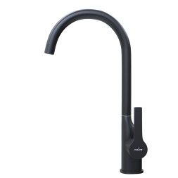 Смеситель для кухни 35k MIXLINE ML23-032 "Round Black" высокий излив боковая ручка ЧЕРНЫЙ - ML23-032