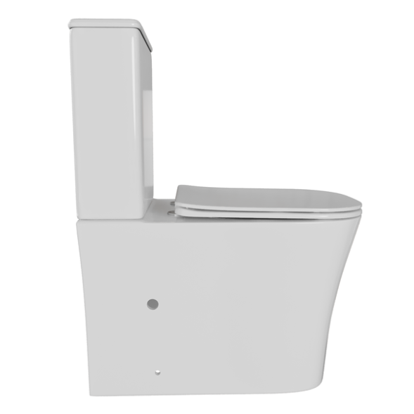 Унитаз-компакт безободковый WAVE PROMO гориз, нижн, 2-кн.арм, сид. дюропл, м/л, быстр, БЕЛЫЙ глянец - 551845 