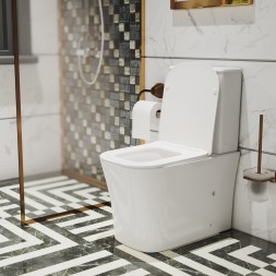 Унитаз-компакт безободковый WAVE PROMO гориз, нижн, 2-кн.арм, сид. дюропл, м/л, быстр, БЕЛЫЙ глянец - 551845