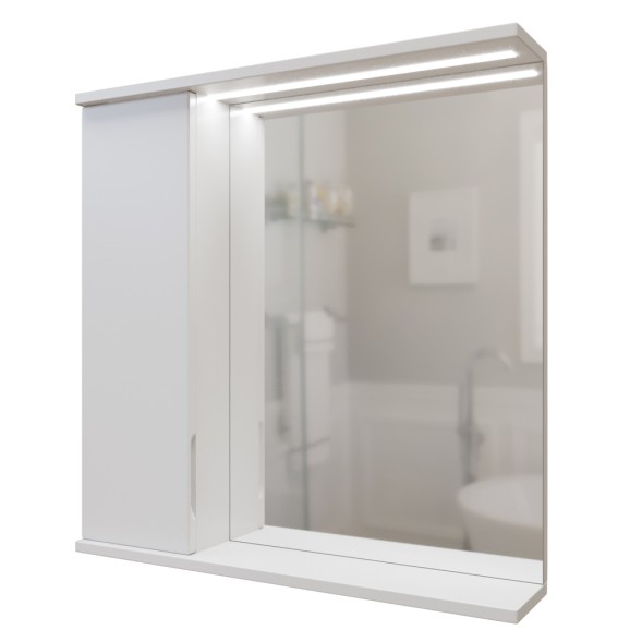 Зеркальный шкаф &amp;quot;Лайн-70&amp;quot; левый с подсветкой (ПВХ) - 553015 