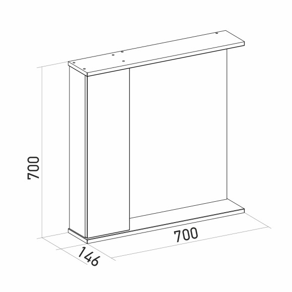 Зеркальный шкаф &amp;quot;Лайн-70&amp;quot; левый с подсветкой (ПВХ) - 553015 