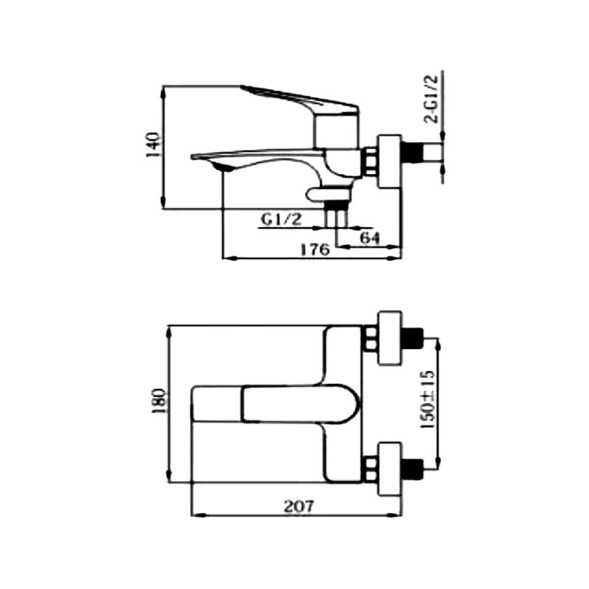 Смеситель для ванны 35к HB60816-3  HAIBA картридж перекл оружейная сталь - HB60816-3 
