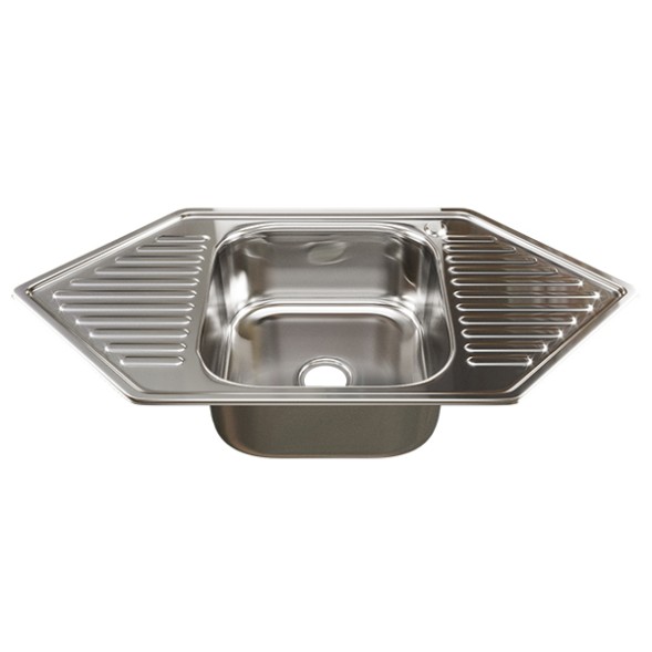 Мойка врез 95х50 (0,8) УГЛОВАЯ вып 3 1/2 MIXLINE 18см с сифоном - 532313 