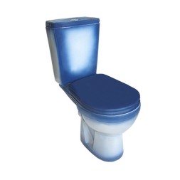 Унитаз-компакт &amp;quot;Рио&amp;quot; синий (гориз, нижн, сид. полип., 2-кн.арм.) (Rosa) - 4640021065754 