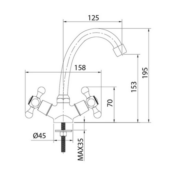 Смеситель для раковины 1/2 кер Milardo DUPSB00M01 &amp;quot;Duplex&amp;quot; пов излив ХРОМ - DUPSB00M01 
