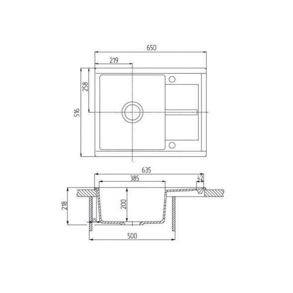 Кухонная мойка AQUATON Делия 65, графит (1A718632DE210)