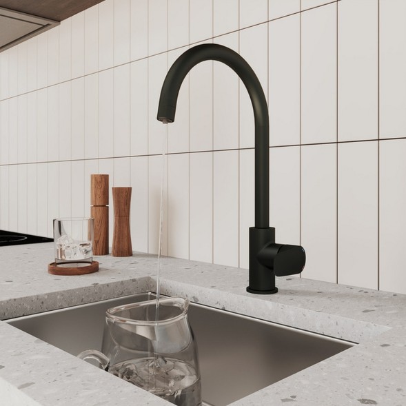 Смеситель для кухни 35к Milardo RORBLFJM05 &amp;quot;Rora&amp;quot; с вых. для пит. фильтра, выс. пов. излив, ЧЕРНЫЙ - RORBLFJM05 