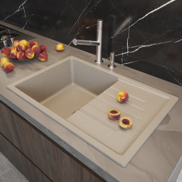 Мойка ML-GM19 КОМФОРТ с крылом, бежевая (328), 750*500*200мм - 00-00009401 