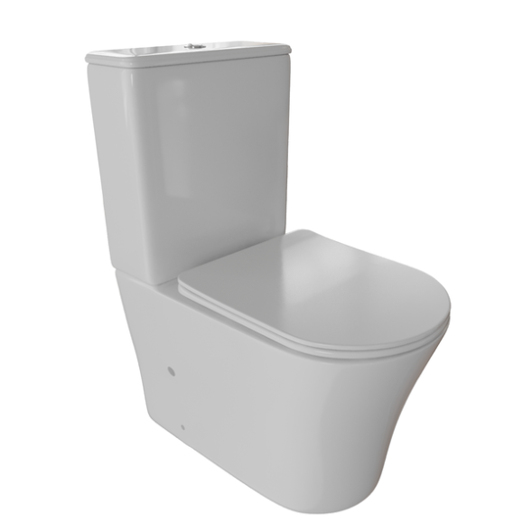 Унитаз-компакт безободковый WAVE TREND гориз, нижн, 2-кн.арм, сид. дюро, м/л, быстр, БЕЛЫЙ глянец - 551846 