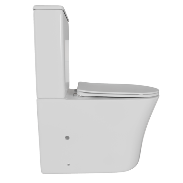 Унитаз-компакт безободковый WAVE TREND гориз, нижн, 2-кн.арм, сид. дюро, м/л, быстр, БЕЛЫЙ глянец - 551846 