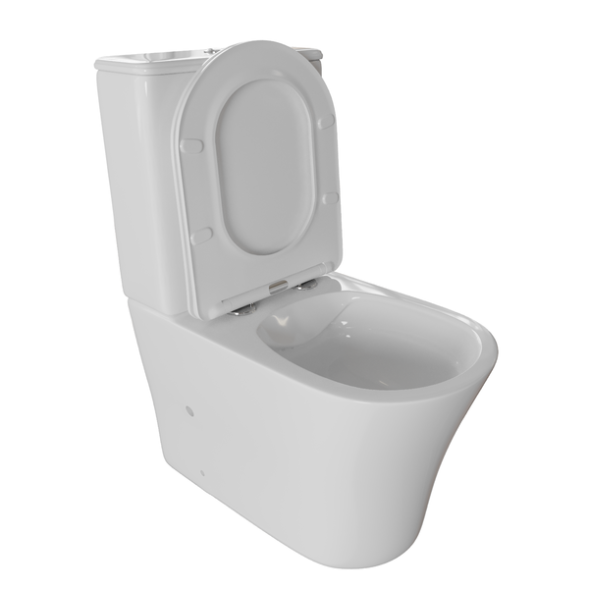 Унитаз-компакт безободковый WAVE TREND гориз, нижн, 2-кн.арм, сид. дюро, м/л, быстр, БЕЛЫЙ глянец - 551846 