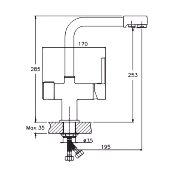 Смеситель для кухни 35к HB70088-5 HAIBA с вых. для питьевого фильтра б/отв п/гайку НЕРЖ - HB70088-5 