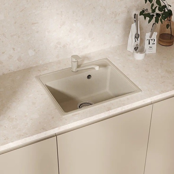 Мойкa ML-GMU03 УЛЬТРА прямоугольная, бежевый камень, 490*420 мм (глуб. чаши 170) - 00-001407 