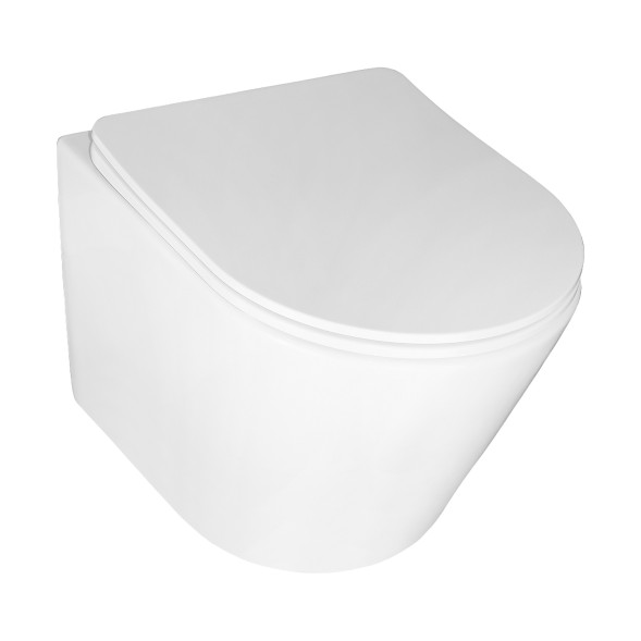 Унитаз подвесной Azario Teramo 480х365х360 безободковый, в комплекте с сидением микролифт, белый (AZ-0053 SP)