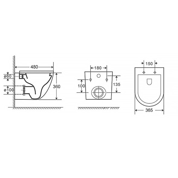 Унитаз подвесной Azario Teramo 480х365х360 безободковый, в комплекте с сидением микролифт, белый (AZ-0053 SP)