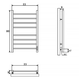 Полотенцесушитель электрический ДВИН S plaza neo 80/50 К, диммер, квадрат, полированный (4656759178819)