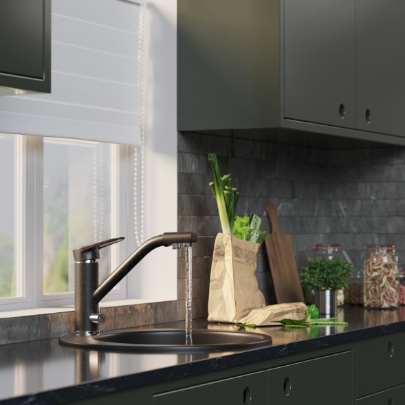 Смеситель для кухни 40к MIXLINE ML-GS05 (308) черный с вых. для питьевого фильтра - 00-00000612 