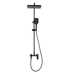 Душевая колонна Azario ARIZONA со смесителем для ванны, с поворотным изливом, прямоугольная, черный (AZ-20BS)