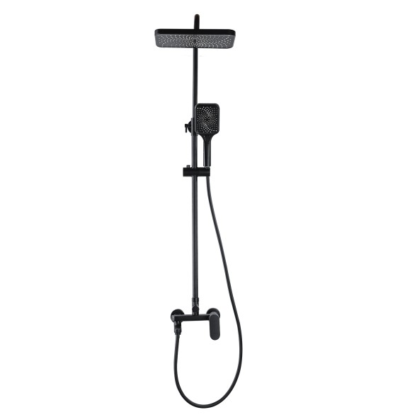 Душевая колонна Azario ARIZONA со смесителем для ванны, с поворотным изливом, прямоугольная, черный (AZ-20BS)