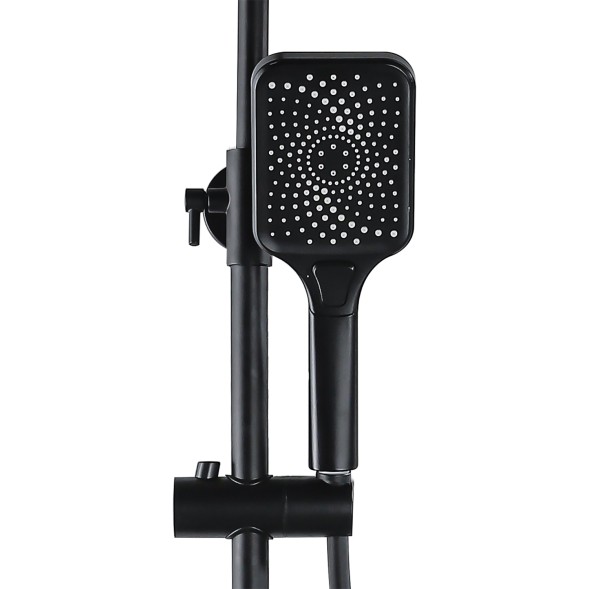 Душевая колонна Azario ARIZONA со смесителем для ванны, с поворотным изливом, прямоугольная, черный (AZ-20BS)