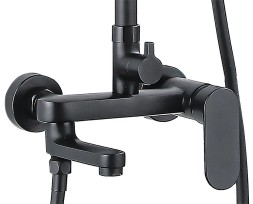 Душевая колонна Azario ARIZONA со смесителем для ванны, с поворотным изливом, прямоугольная, черный (AZ-20BS)