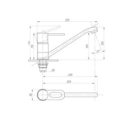 Смеситель для кухни 40к ПРОФСАН ПСМ-425-008 &amp;quot;ПЛЮС&amp;quot;  длин. пов. излив, без подводки, п/гайку ХРОМ - PSM-425-008 