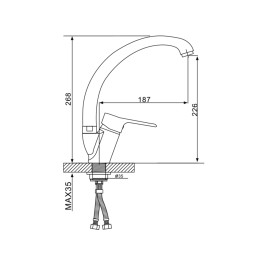 Смеситель для кухни 35к G4136 GAPPO высокий пов. излив, п/гайку, ХРОМ - G4136 