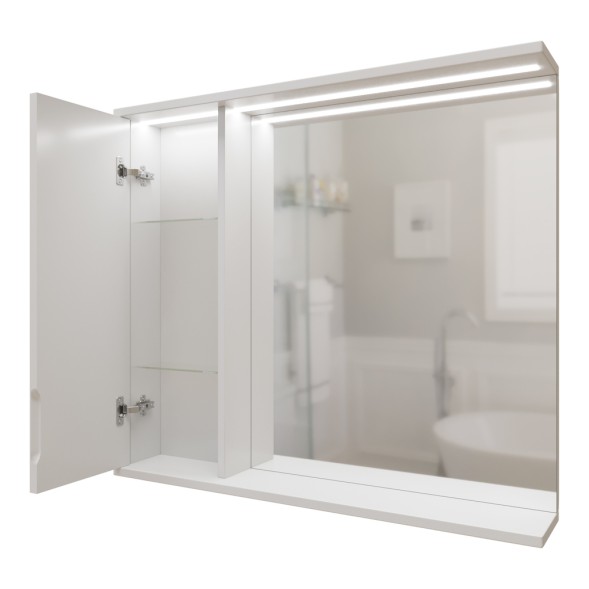 Зеркальный шкаф &amp;quot;Лайн-80&amp;quot; левый с подсветкой (ПВХ) - 553016 