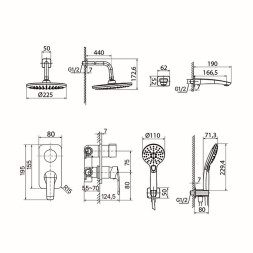 Душевая система 35к IDDIS RAYBL03i68 "Ray" лейка "Тропический душ", встраиваемая, ЧЕРНЫЙ матовый - RAYBL03i68