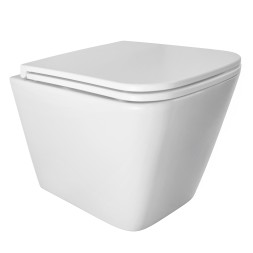 Унитаз подвесной Azario PRO (квадратный) СКРЫТОЕ ТОРНАДО безободковый унитаз в комплекте с сидением микролифт скрытая система смыва  490*345*355 мм (PRO-002 UQ3)