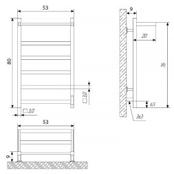Полотенцесушитель электрический Двин Fj Plaza Neo 80/50 квадрат, с полкой, полированный (4657771770142)