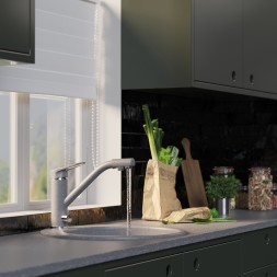 Смеситель для кухни 40к MIXLINE ML-GS05 (309) темно-серый с вых. для питьевого фильтра - 00-00000613 