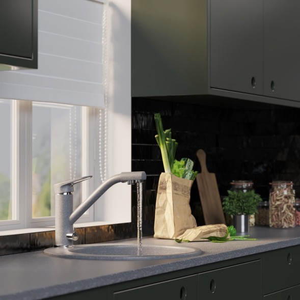 Смеситель для кухни 40к MIXLINE ML-GS05 (309) темно-серый с вых. для питьевого фильтра - 00-00000613 
