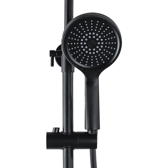 Душевая колонна Azario ARIZONA со смесителем для ванны, с поворотным изливом, круглая, черный (AZ-20BR)