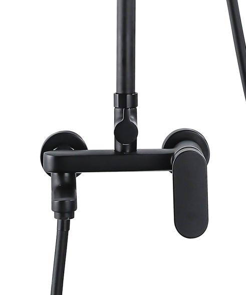 Душевая колонна Azario ARIZONA со смесителем для ванны, с поворотным изливом, круглая, черный (AZ-20BR)