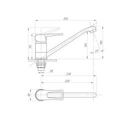 Смеситель для кухни 40к ПРОФСАН ПСМ-425-017 &amp;quot;ПЛЮС&amp;quot; длин. пов. изли, без подводки, п/гайку, ХРОМ - PSM-425-017 