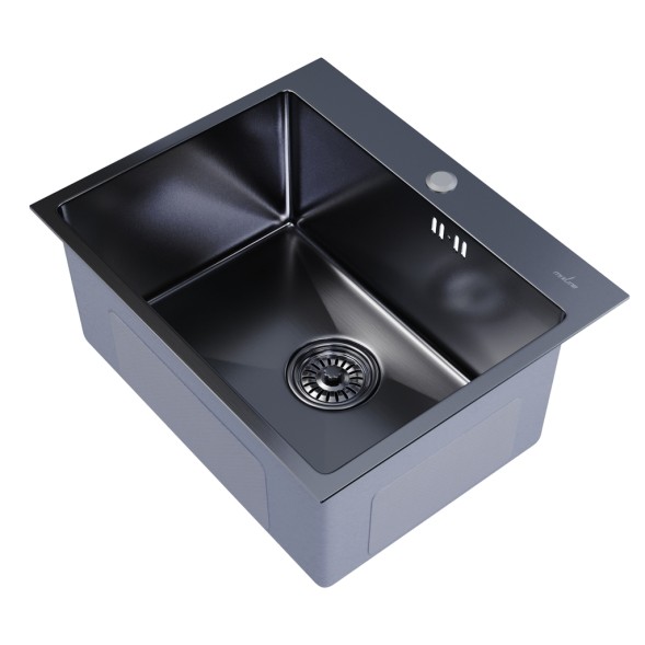 Мойка настол.монтаж 53х43 (3,0) вып 3 1/2  MIXLINE PRO 22см с сифоном (черный графит) - 547234 