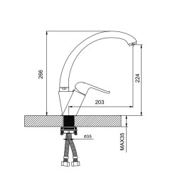 Смеситель для кухни 35к G4150 GAPPO высокий пов. излив, п/гайку, ЧЕРНЫЙ - G4150 
