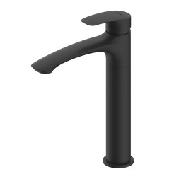 Смеситель для раковины 35к Milardo RORBL01M01 "Rora" высокий пов. излив, п/гайку,ЧЕРНЫЙ матовый - RORBL01M01