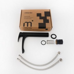 Смеситель для раковины 35к Milardo RORBL01M01 "Rora" высокий пов. излив, п/гайку,ЧЕРНЫЙ матовый - RORBL01M01