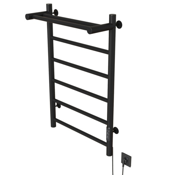 Полотенцесушитель MIXLINE VEGA  80х50 (таймер, 318Вт, 5 перекладин + ПОЛКА) электрический ЧЕРНЫЙ - ML-556355 